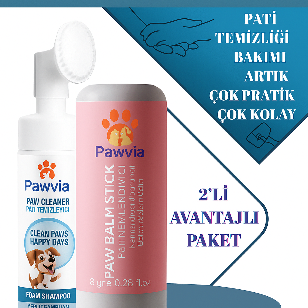 Kedi/Köpek Pati Bakım Seti Nemlendirici Koruyucu Onarım Balmı ve Pratik Pati Temizleyici Kuru Köpük Şampuanı