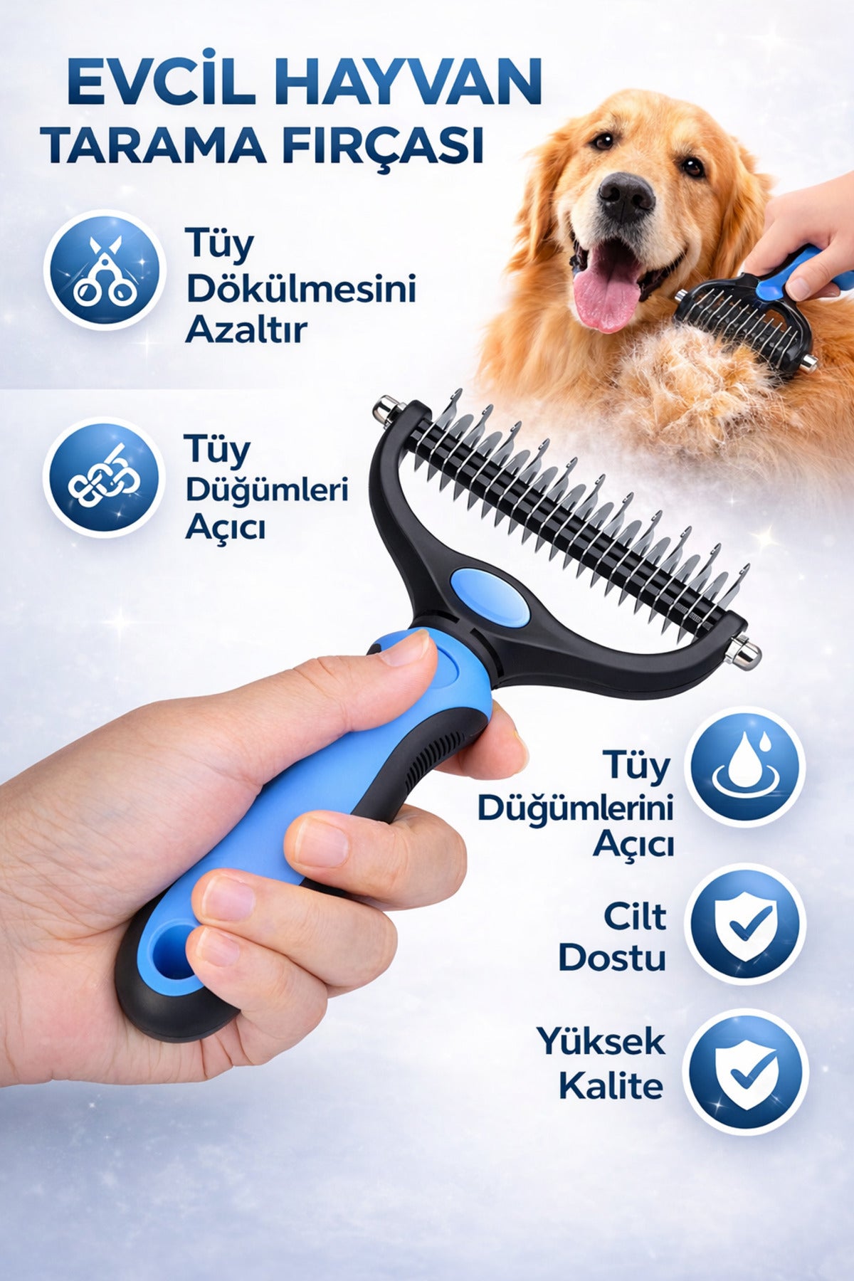 Pawvia Çift Taraflı Tüy Toplayıcı ve Kıtık Açıcı Tarak