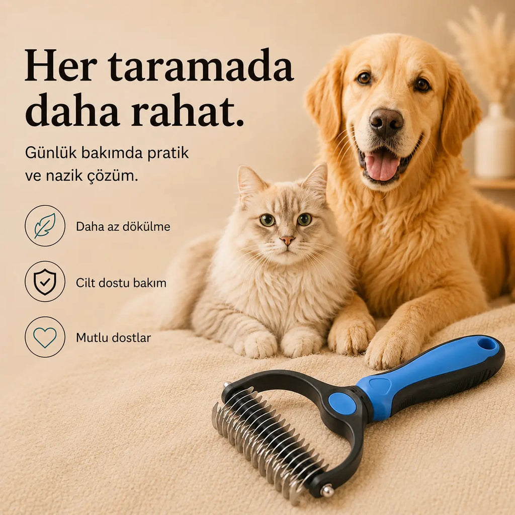 Pawvia Çift Taraflı Tüy Toplayıcı ve Kıtık Açıcı Tarak