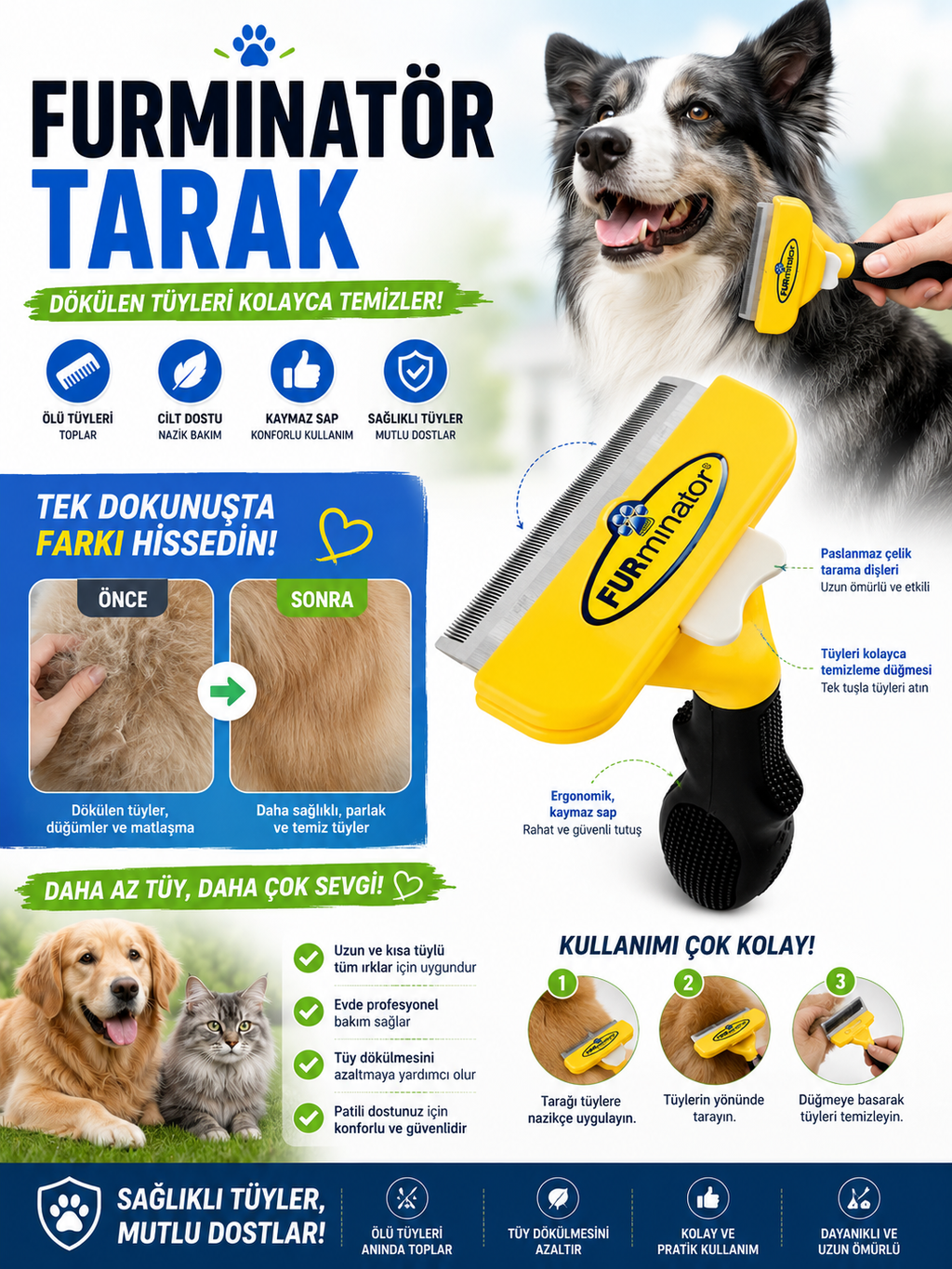 Pawvia Evcil Hayvan Tüy Kısaltıcı Tarak