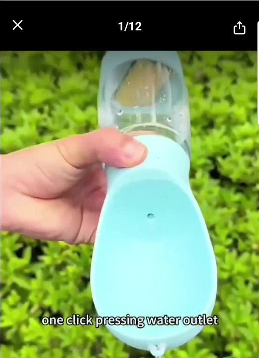 Pawvia Taşınabilir Kedi Köpek Suluğu 500 ml 3in 1 arada Seyahat Su Şişesi Mama Kaseli ve Çöp Poşeti Hazneli